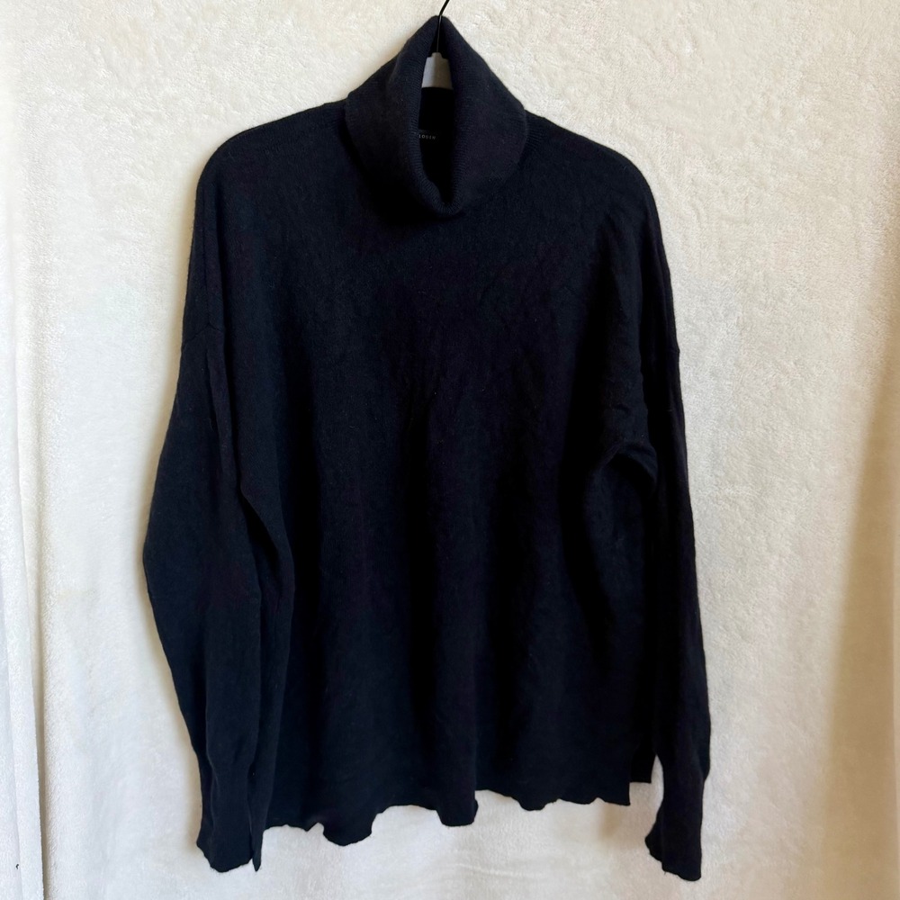 Halogen 100% Cashmere Turtleneck Sweater Black Oversized Sz XXL Quiet Luxury